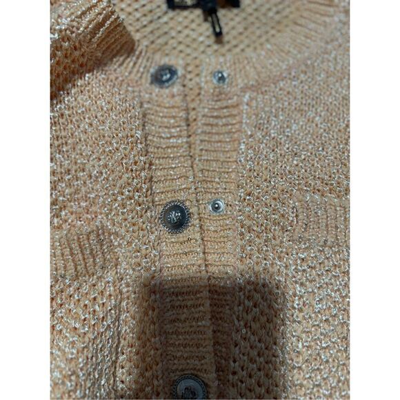 Maje Marquette sequin embellished knit silver accent button front cardigan sweat - Picture 6 of 11